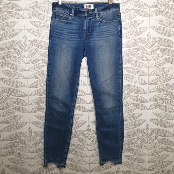 Paige Verdugo Ankle Jeans Denim Chewed Raw Hem - Picture 2 of 8